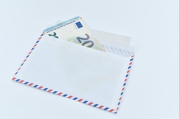 środków pieniężnych, koperta, euro, Europejski, Pismo, pieniądz papierowy, dwudziestu, Unii, papieru, stanowisko