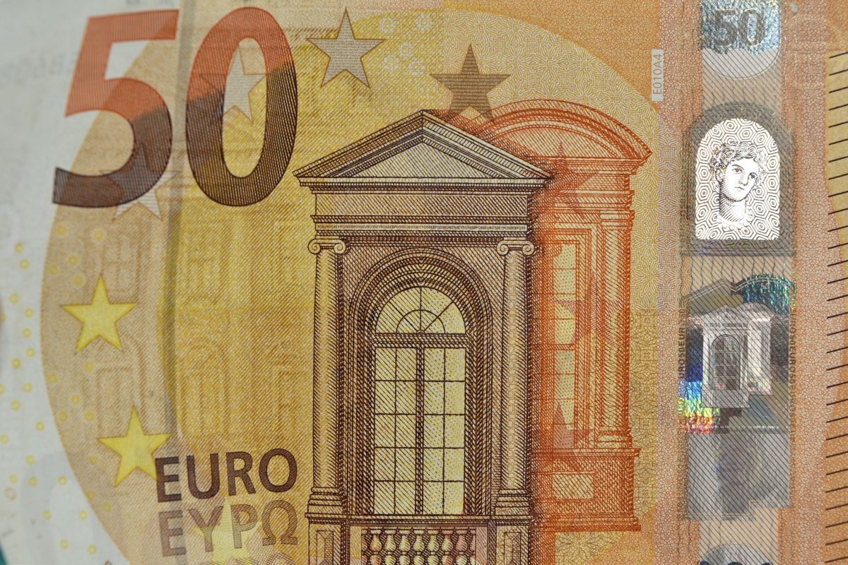 Euro, Europäische, Papiergeld, Union, gelblich-braun, Design, Papier, Symbol, Banknote, Bargeld