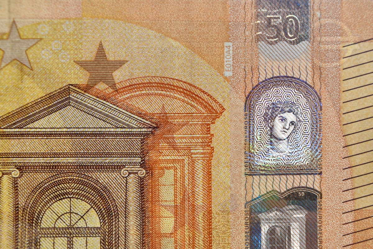 Τραπεζογραμμάτιο, από κοντά, Ευρωπαϊκή, χρήματα, χαρτονόμισμα, διαφανή, Ένωση, τέχνη, διακόσμηση, ρετρό