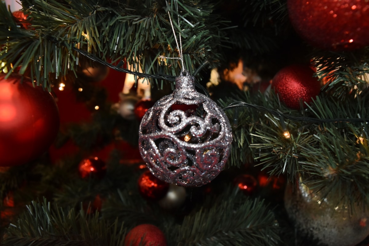 drzewko świąteczne, dekoracja, eleganckie, luksusowe, ornament, odbicie, świecący, celebracja, Boże Narodzenie, zimowe