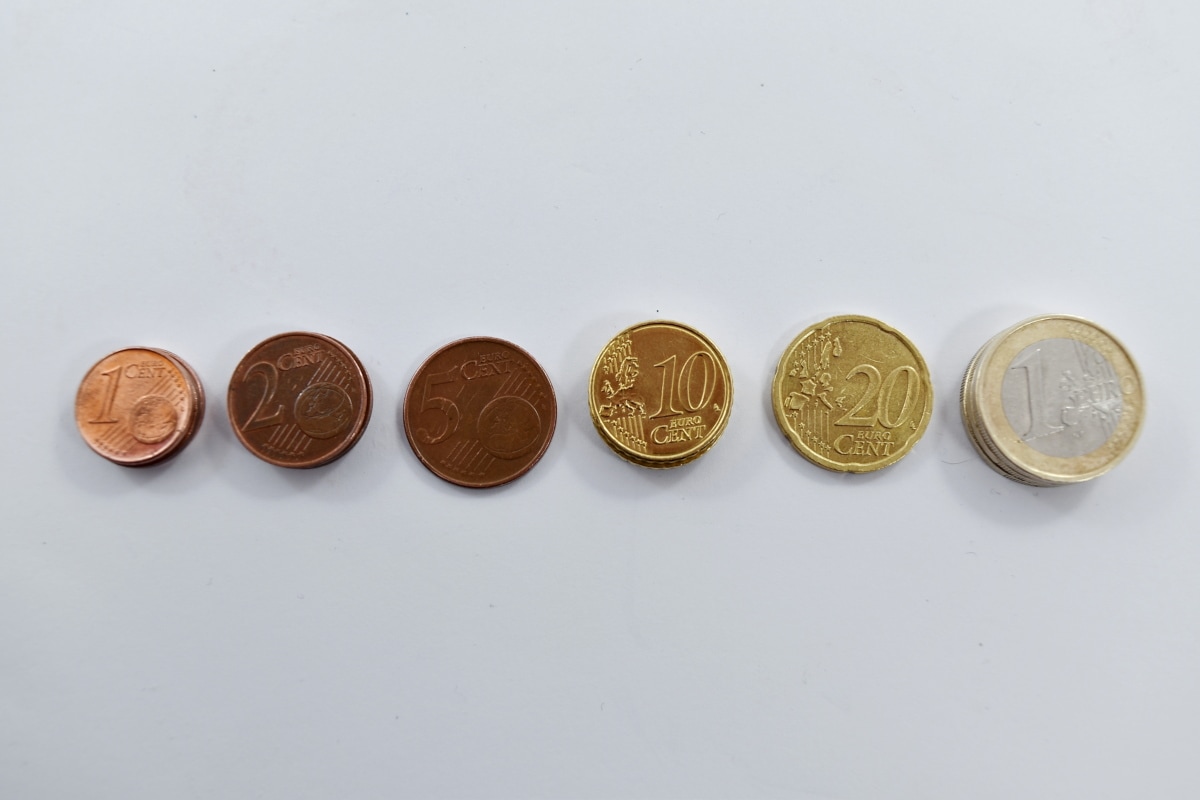 Messing, Münzen, Kupfer, Euro, Europäische, reiche, Bank, Währung, Bargeld, Geld