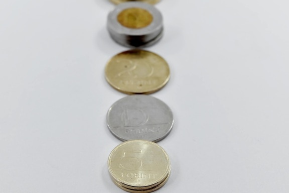 coins, europe, forint, metal, money, still life, business, currency, color, indoors