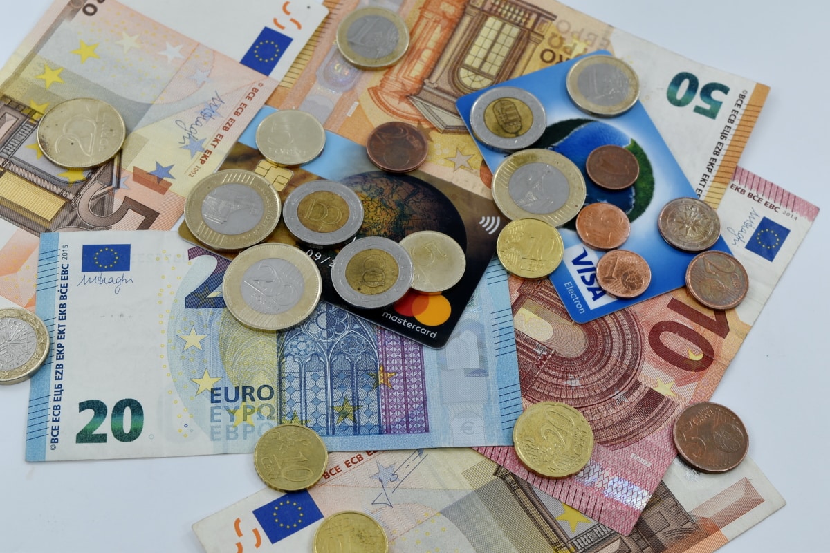 Beli, kartu, koin, Euro, Eropa, Forint, uang kertas, tunai, Bank, Bisnis