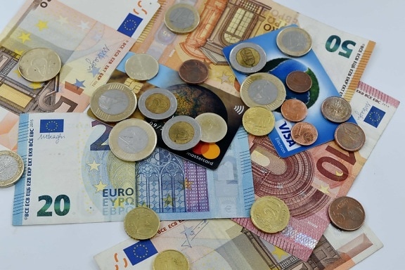 comprar, tarjeta, monedas, euro, Europeo, Florín, papel moneda, dinero en efectivo, Banco, negocios