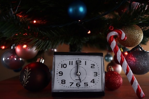 new year, midnight, christmas tree, celebration, clock, time, decoration, interior design, light, timepiece
