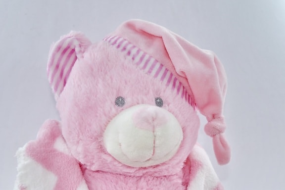 смешно, шляпа, розовый, Плюшевые, игрушка-плюшевый мишка, Зима, мило, Fun, игрушка, снег
