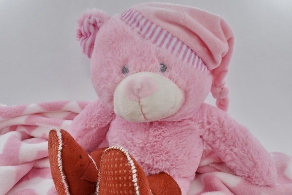 boots, funny, handmade, hat, plush, teddy bear toy, toy, pink, winter, child