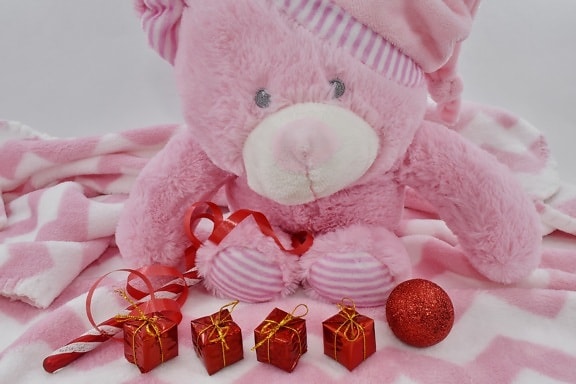 regalo, regalos, ornamento de, rosado, juguetes, osito de peluche, hecho a mano, juguete, tradicional, lindo
