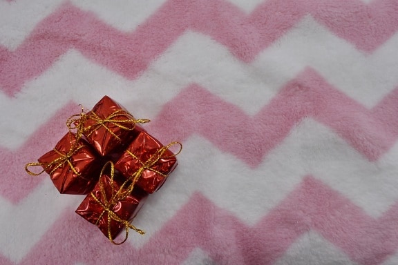 caixa, presentes, em miniatura, rosado, toalha, decoração, retrô, romance, projeto, cor