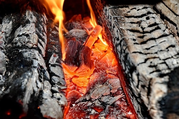 brillant, brûler, feu, chaleur, fumée, cendre, bois de chauffage, charbon de bois, charbon, chaud