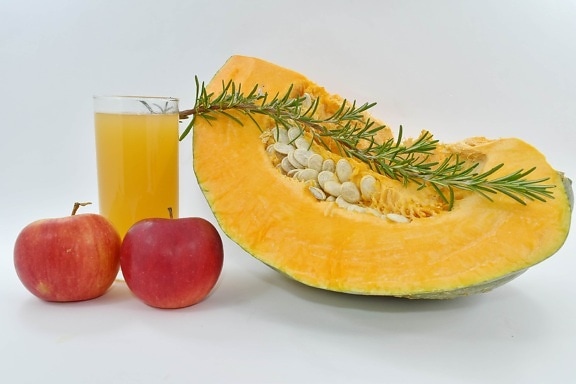 pomme, cocktail de fruits, jus de fruits, citrouille, graine de citrouille, légume, vitamine, jus de, fruits, en bonne santé