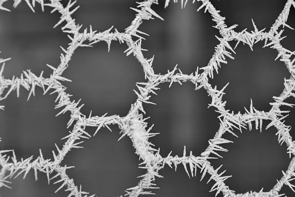 cold, detail, frozen, ice crystal, pattern, shape, wire, snow, ice, crystal