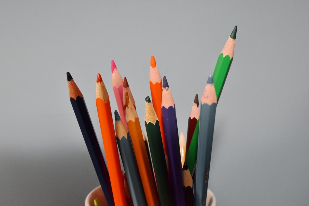 kolorowe, kredki, Grupa, wiele, ołówek, Edukacja, kreatywność, Kolegium, Rysunek, sztuka