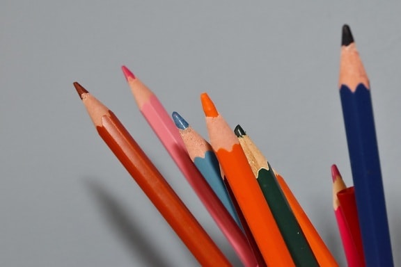 šareno, olovka, krejon, crtanje, crtanje, drvo, obrazovanje, koledž, škola, sastav