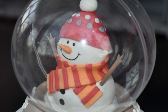 рождество, Снеговик, игрушка, прозрачный, стекло, зима, пластик, веселье, мило, лицо