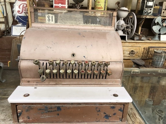 antiquity, cash register, historic, machine, old, old fashioned, store, antique, vintage, retro