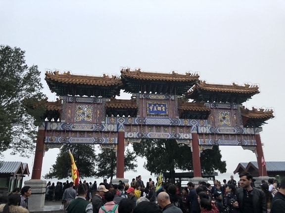 중국, 중국어, 군중, 이벤트, 사람들, 종교, 종교적, 사원, 여행자, 빌딩