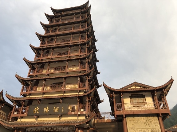 edifício, Castelo, China, Chinês, fachada, Torre, Templo de, arquitetura, religião, velho
