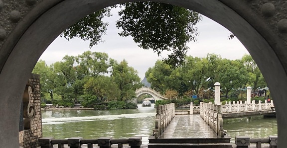 arches, architectural style, Asia, bridge, castle, water, river, architecture, outdoors, canal