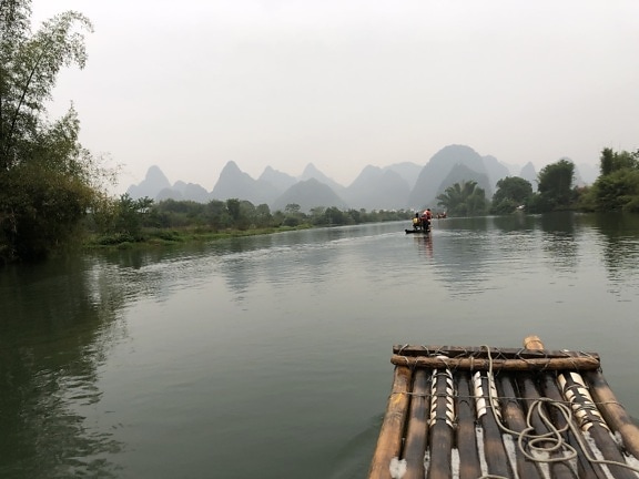China, jungle, rafting, lake, water, basin, lakeside, boat, river, shore