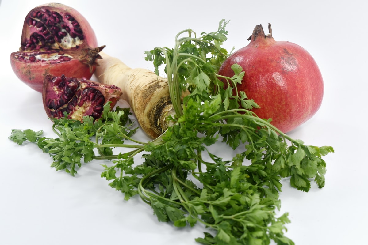 orgânicos, Salsa, romã, salada, erva, dieta, comida, produtos hortícolas, vegetal, rabanete