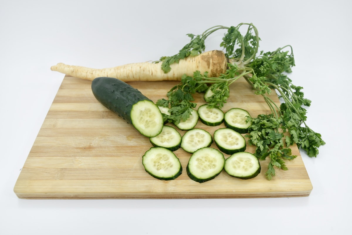 cucumber, parsley, root, salad, food, vegetable, vegetables, still life, health, leaf