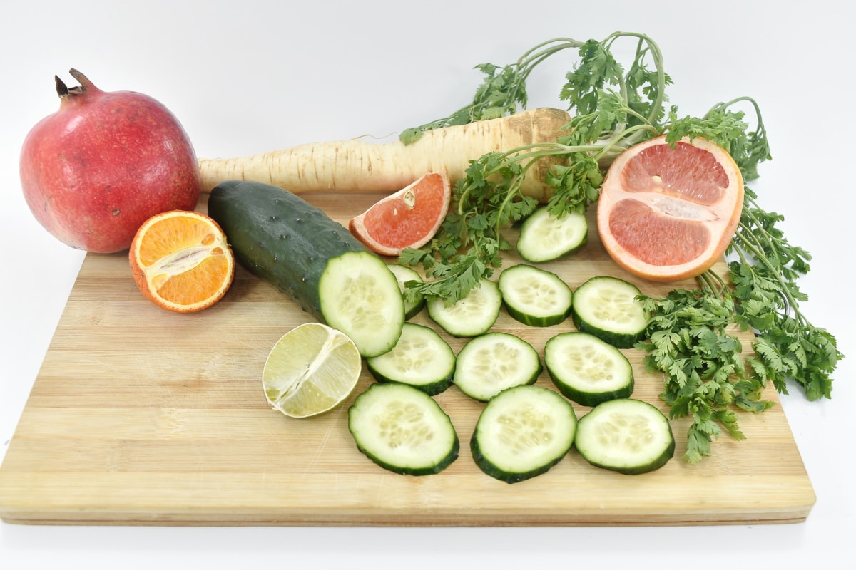 citrus, komkommer, diner, voedsel, maaltijd, plantaardige, dieet, gezonde, segment, vrucht