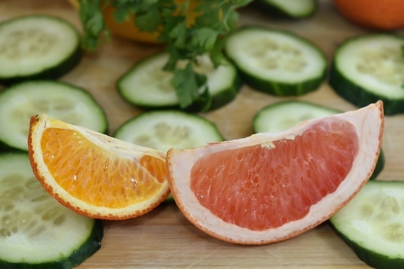 cucumber, grapefruit, independence, mandarin, side view, slices, citrus, fruit, orange, fresh