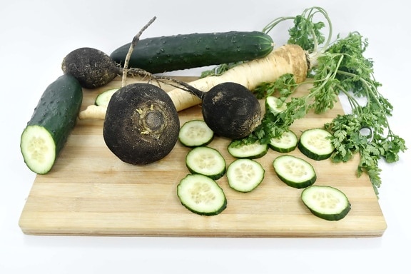 cucumber, fresh, organic, parsley, radish, root, salad, vegetable, healthy, food