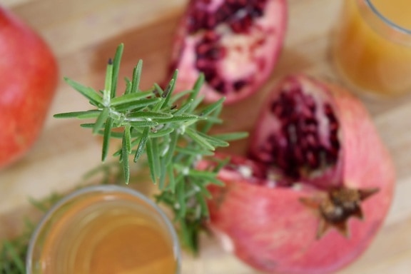 antioxidant, branch, delicious, garnish, pomegranate, rosemary, spice, dinner, meal, food