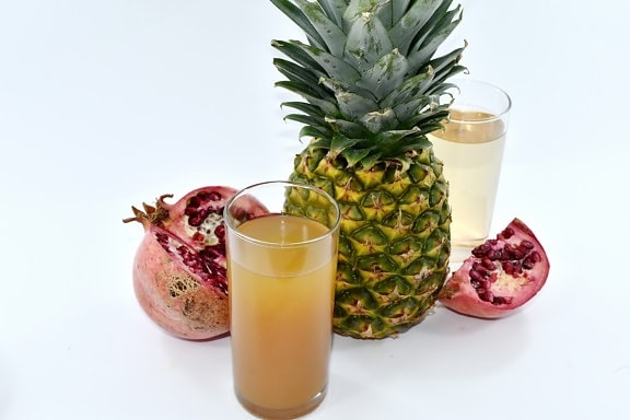 suc de fructe, ananas, suc, produc, tropicale, fructe, alimente, băutură, sănătate, frunze