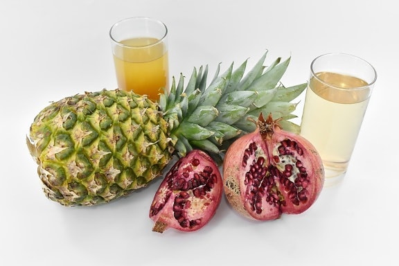 antioxidant, vers, zoet water, fruit cocktail, ananas, Granaatappel, tropische, vitaminen, voedsel, sap