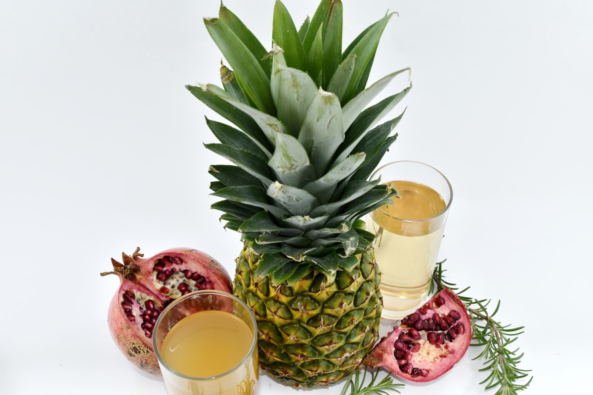 цитрусовые, напиток, фруктовый коктейль, ананас, гранат, тропический, питание, фрукты, природа, сок