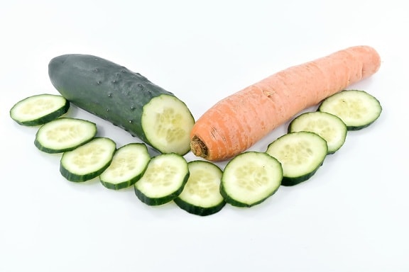 антиоксидант, морковь, огурец, питание, половина, ломтик, вегетарианские, здравоохранение, овощной, здоровые