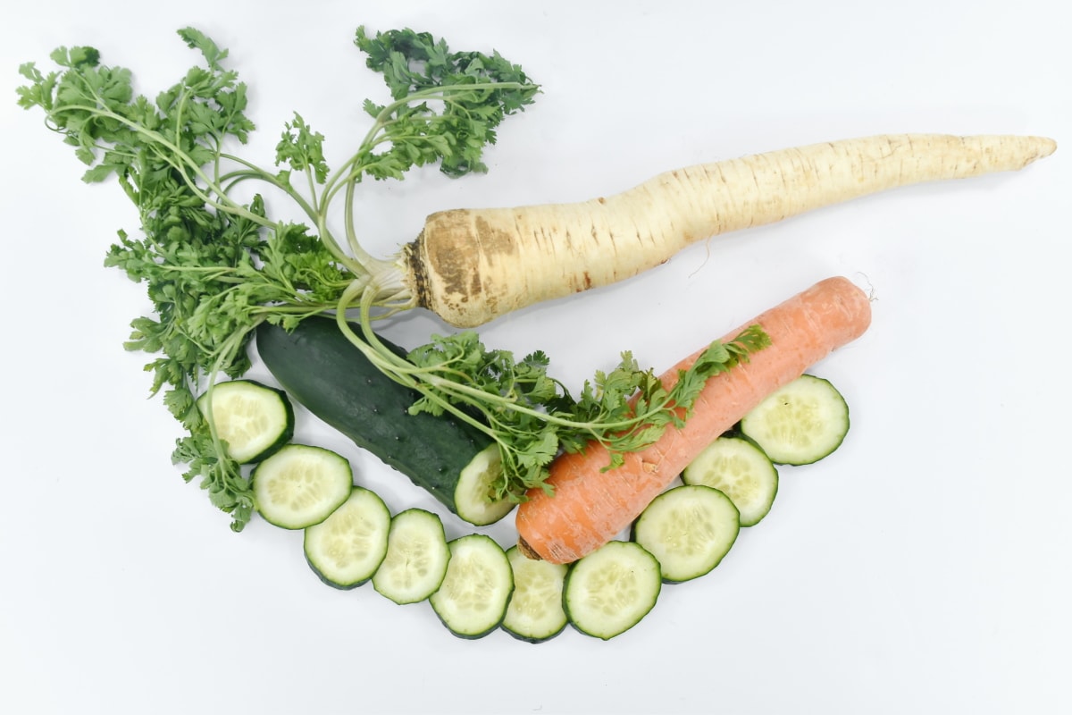carrot, cucumber, parsley, roots, vegetables, produce, food, healthy, health, diet