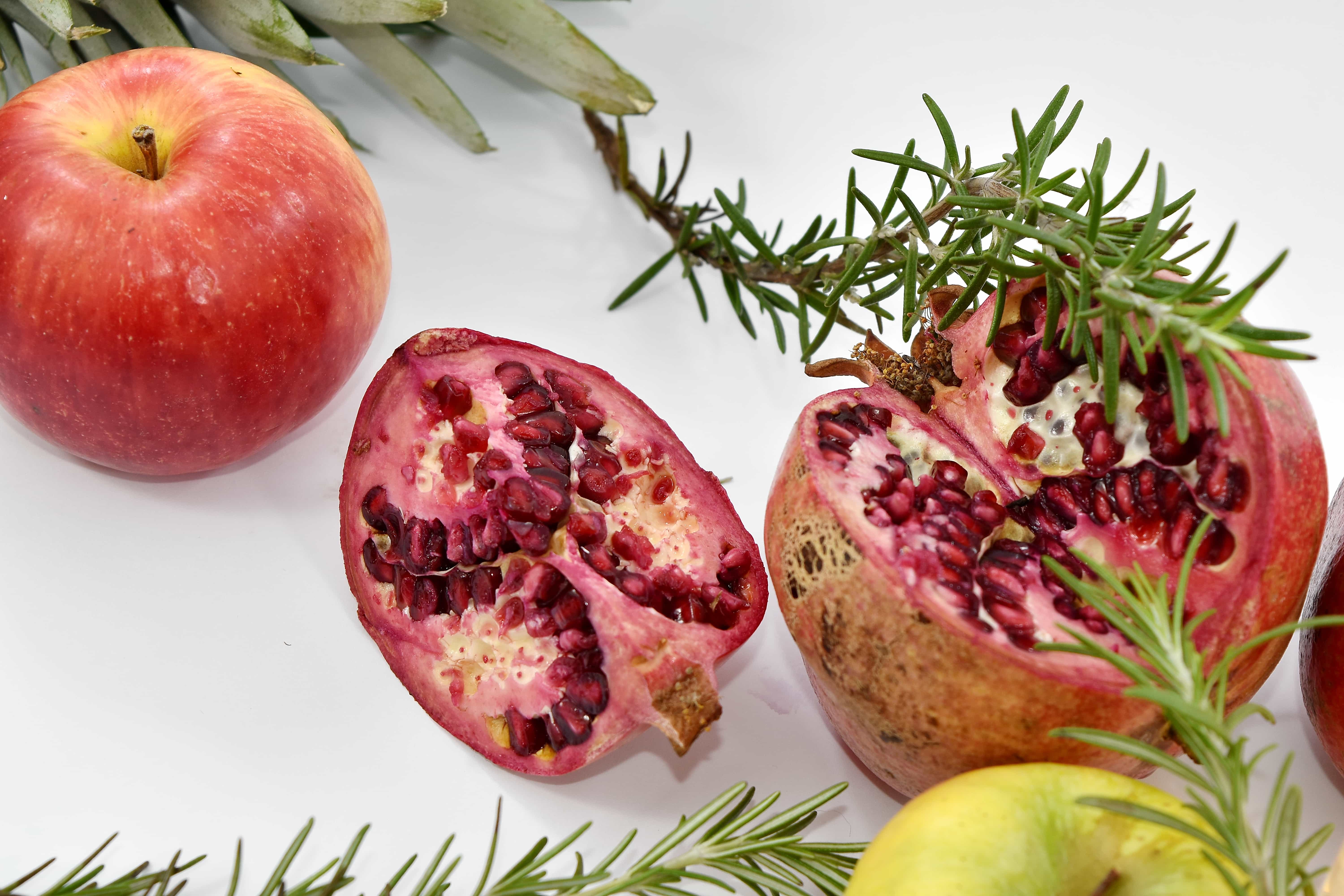 フリー写真画像 りんご ザクロ ローズマリー 食品 フルーツ 健康的です 新鮮です 自然 栄養 おいしい
