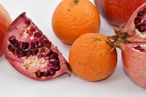 pomegranate, whole, citrus, tangerine, mandarin, sweet, fruit, healthy, vitamin, tropical