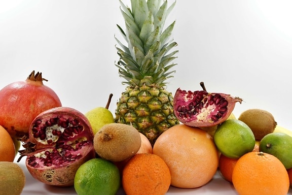 柑橘, 猕猴桃, 柠檬, 菠萝, 石榴, 苹果, 橙色, 餐饮, 水果, 热带