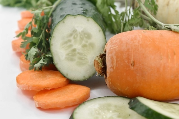Antioxidans, Gurke, Essen, Mineralien, Petersilie, Vegan, Vitamine, Karotte, Ernährung, Gemüse