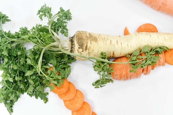 antioxidant, carrot, culinary, parsley, slices, vegan, meal, dinner, lunch, vegetable