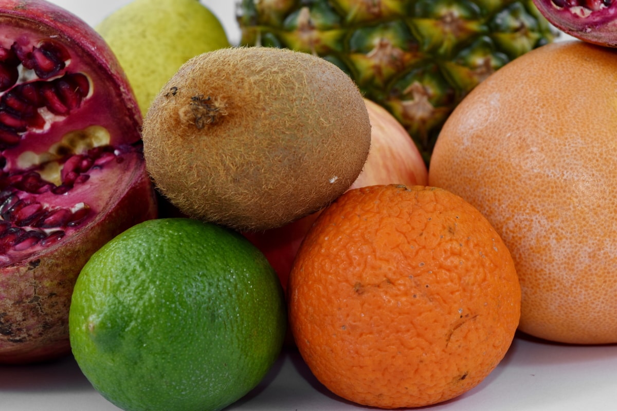 eksotiske, grapefrukt, ananas, granateple, frisk, sitrus, mat, oransje, Kiwi, frukt