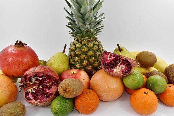 antioxidant, carbohydrate, citrus, exotic, fruit, mandarin, organic, pears, pineapple, pomegranate