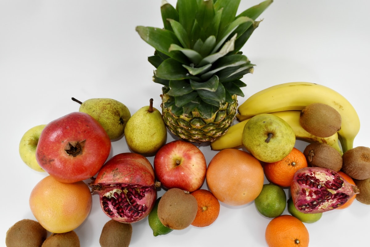 banán, grapefruity, Ananas, ovoce, jídlo, čerstvý, Jablko, oranžová, zdravé, vyrobit