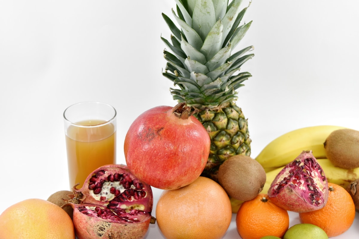 tropikal, gıda, meyve, vitamini, üretmek, Turuncu, taze, ananas, suyu, Sağlık