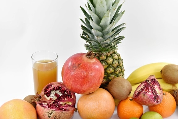 tropicale, cibo, frutta, vitamina, produrre, arancio, fresco, ananas, succo di frutta, salute
