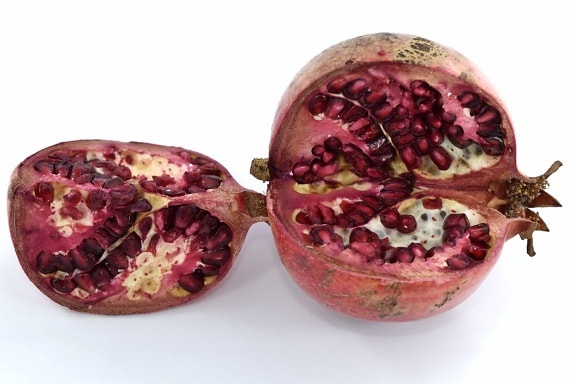 eating, pomegranate, ripe fruit, seed, fruit, exotic, food, tropical, health, half