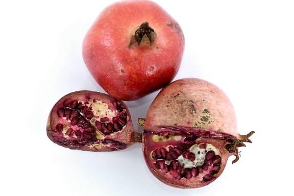 agriculture, antioxidant, diet, eat, half, pomegranate, produce, whole, fresh, sweet