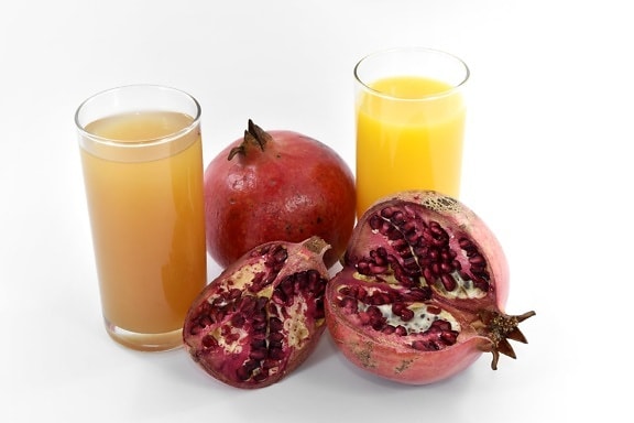fruit juice, herb, organic, pomegranate, ripe fruit, fruit, juice, glass, food, drink