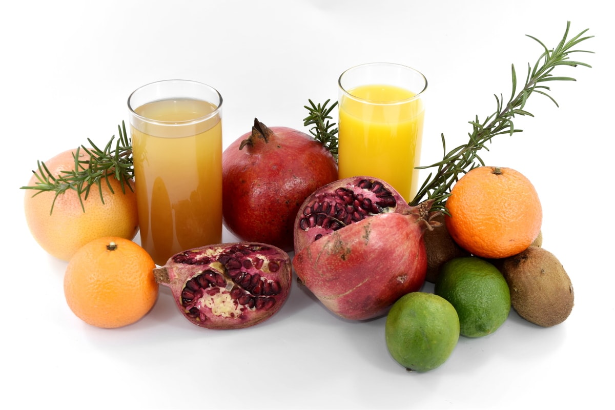 antioxidant, citrus, exotické, ovocné šťavy, grapefruit, Kiwi, citrón, mandarínka, Granátové jablko, tropický
