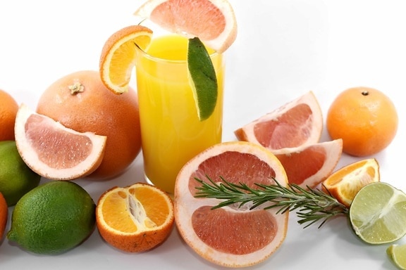 цитрусовые, экзотические, фруктовый коктейль, фруктовый сок, Грейпфрут, Ключевые Лайм, лимон, Лимонад, апельсины, тропический